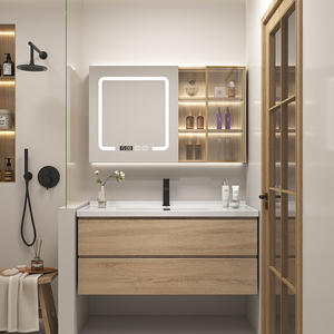 <span class=keywords><strong>Mueble</strong></span> de baño de madera maciza de <span class=keywords><strong>estilo</strong></span> moderno con <span class=keywords><strong>lavabo</strong></span> de espejo y <span class=keywords><strong>lavabo</strong></span> de baño combinado - Product Image 3