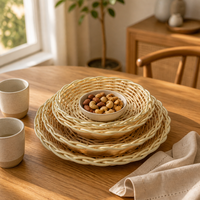 Panier de service en rotin PP tressé, fait main, écologique, sur mesure, pour collations, idéal pour restaurants, cuisines et maisons (vente en gros)