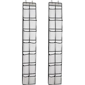 Over The Door Shoe Organizer 14 Mesh Pockets Hanging Rack For Closet Storage White 2 Pack - Product Image 1