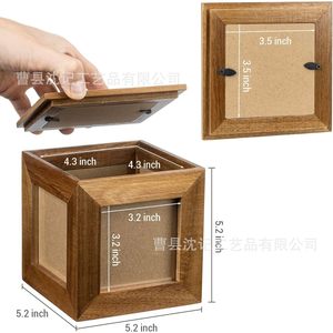 Wooden <b>Shadow</b> <b>Box</b> 5.2 Inch Square Tabletop Storage Frame For Photo Souvenir Display - Product Image 1