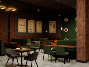 Présentoir de décoration intérieure moderne PUB Table de bar personnalisée Comptoir de bar de restaurant en bois marbré - Product Image 6