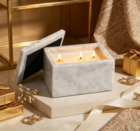 Boîte à bougie vide en marbre blanc de luxe nordique avec couvercle, pour la maison, l'hôtel, la décoration religieuse, récipient à bougie en marbre