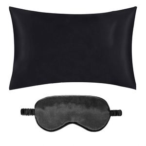 Funda de Almohada Rectangular de Satén Suave y Sedoso de Color Sólido con Antifaz para Dormir, Juego de 2 Piezas, Personalizable para el Cuidado del Cabello y la Piel - Product Image 2