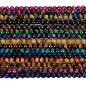 Pierre d'oeil de tigre naturelle perles en vrac 6mm couleur perforée bricolage bijoux semi-finis accessoires stock en gros - Product Image 4