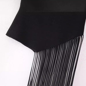 2024 primavera y verano nuevo temperamento moda cuello en el pecho <span class=keywords><strong>flecos</strong></span> negro <span class=keywords><strong>Chaleco</strong></span> Corto mujeres abrigo pecho Top - Product Image 3