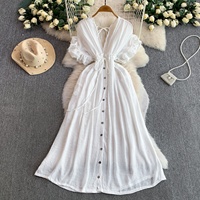 Robe de plage décontractée blanche sexy TKS, élégante, pour femmes, grande taille, tenue de plage, robe de bain