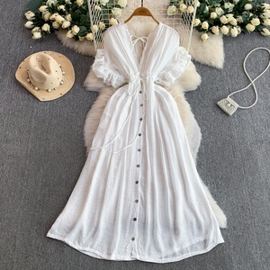 dress code doha beach To The Beach Long Sleeve Maxi Dress Cream