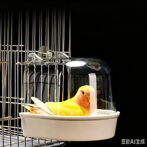 Baño para pájaros pequeños, transparente, para especies como el loro caracol, el loro de alas naranjas, el pavo real y el loro tigre. - Product Image 6