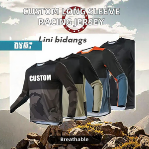 เสื้อเจอร์ซีย์ปั่นจักรยานแบบสั่งทำพิเศษ แขนยาว สำหรับแข่งรถบนภูเขา ระบายอากาศได้ดี พิมพ์ลายแบบ Heat-Transfer ประดับด้วยลูกปัด - Product Image 2