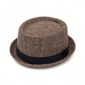 Sombrero Fedora de Algodón Estilo Caballero con Rayas, Estilo Retro Británico de Jazz para Hombre y Mujer, Invierno - Product Image 5