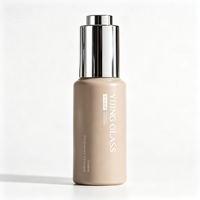 Botol Dropper Kaca Matte 25ml Kosong dengan Tutup Plastik Perak, Botol Cetak Kustom untuk Kemasan Perawatan Kulit Serum Foundation Cair