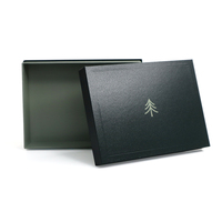 Boîte cadeau télescopique de luxe en carton rigide avec logo personnalisé en relief, couvercle et base amovibles en 2 parties, avec col