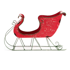 Ornements de Noël de dessus de table Traîneau de Noël décoratif de couleur rouge de fer pour des décorations de Noël - Product Image 1