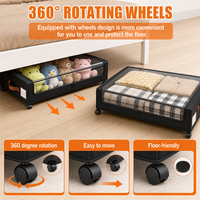 Conteneurs de rangement en métal à roulettes pour vêtements, chaussures et couvertures, à placer sous le lit
