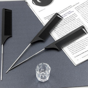 Peine de cola de rata de fibra de carbono con punta de metal de pasador largo seguro para el calor más vendido a la venta - Product Image 6