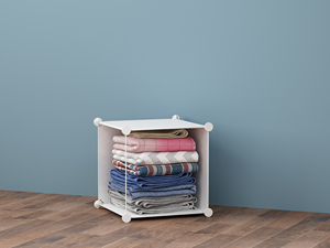 Kabinet penyimpanan berdiri Modular lipat hemat ruang Modern dengan lapisan plastik PP & bingkai besi dapat digerakkan untuk penggunaan di kamar tidur - Product Image 3