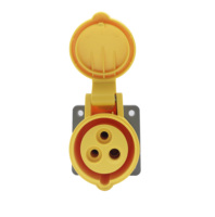 Connecteur industriel ZNPON CEE 32A 3 pôles 110V-130V 2P+E 4h IP44 IEC60309 Nylon Laiton Prise femelle droite à montage sur panneau FS31341