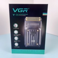 VGR-Rasoir électrique professionnel à barbe en métal V-363, rasoir rechargeable sans fil à double lame en métal pour hommes