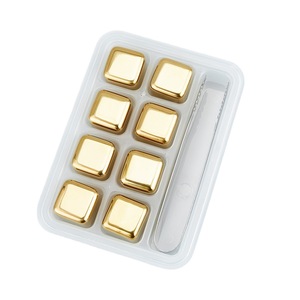 Vente en gros de glaçons carrés en acier inoxydable et pierre de glace dorée réutilisable avec service personnalisé Accessoires de vaisselle - Product Image 5