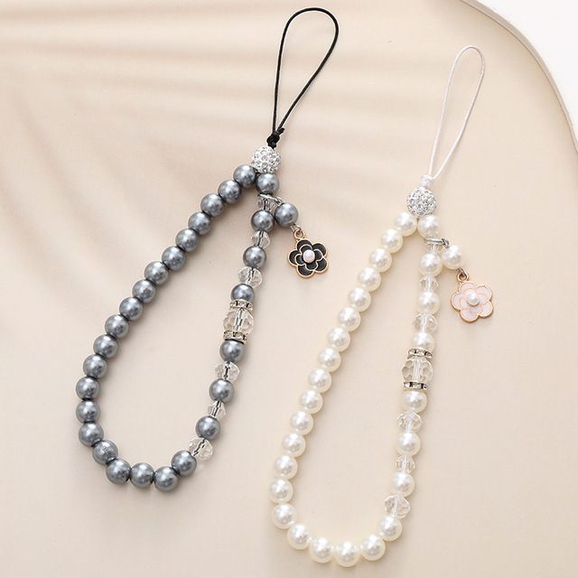 Fashion Pearl Love Bow Pendant Charm Mobile Phone Strap Hanging Rope Phone Chain for Women