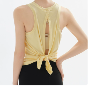 Chaleco de yoga para mujer con lazo en la espalda, ajuste holgado, transpirable, de elastano, para correr, fitness, deportes, tallas grandes, ropa deportiva - Product Image 2