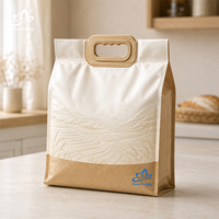 Sac d'emballage pour riz de qualité alimentaire robuste avec poignée en plastique, impression personnalisée, grande taille, pour les boulangeries américaines