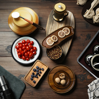 Massief houten dienblad Acaciahout Premium thee Klein dienblad Fruit Snacks Noten Dessertbord Desktopopslag Serviesgoed