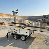 Caméra solaire IP65 sur remorque, panneaux solaires 2400W, remorque de sécurité pour la surveillance des entrepôts