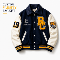 Veste universitaire personnalisée pour homme, veste de baseball avec patchs en chenille brodés, corps en mélange de laine marine, veste de style universitaire personnalisée