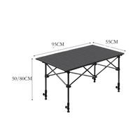 Table de camping pliable légère et réglable en acier à haute teneur en carbone, 4 places, design relevable et enroulable pour pique-nique, barbecue, extérieur et usage domestique