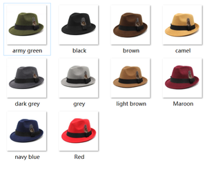 หมวกเฟโดราผู้ชาย ฤดูใบไม้ร่วง ฤดูหนาว ปีกสั้น แฟชั่น แจ๊ส ขายส่ง หมวกเฟโดราผู้ชายสไตล์สุภาพ พร้อมขนนก - Product Image 2