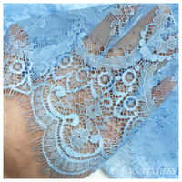 Accessoires de vêtements personnalisés OEM, Tissu en dentelle à maille, Dentelle cils pour mariage, Dentelle chimique fantaisie noir et blanc