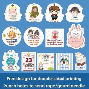 Carte cadeau pleine lune pour enfants, carte personnalisée de <span class=keywords><strong>naissance</strong></span>, carte de <span class=keywords><strong>remerciement</strong></span> pour anniversaire de bébé, carte de vœux pour fête des cent jours, carte de vœux pour premier anniversaire - Product Image 2