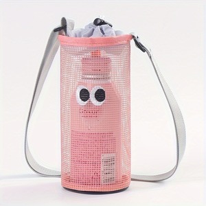 ถุงตาข่ายเก็บความร้อนขวดน้ำแบบผูกเชือกถุงใส่ถ้วยน้ำแบบผูกปากกระเป๋าคาดลำตัวสะพายไหล่เส้นเดียว - Product Image 5