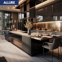 Allure High Gloss Cocinas Integrales Étagère extérieure en MDF Table d'îlot moderne Meubles de cuisine Fournitures de meubles Armoires de cuisine