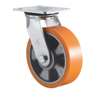 VIMA Leichtgängige Schwerlastrollen OEM ODM 4 5 6 8 Zoll PU-Aluminium-Brems-Industrierad für Trolley-Transport - Product Image 3