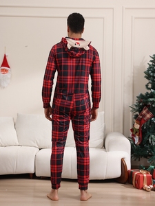 Conjuntos de Pijamas Elegantes de Inverno e Natal em Malha, Macacão de Manga Longa em Preto e Vermelho para Família - Product Image 4