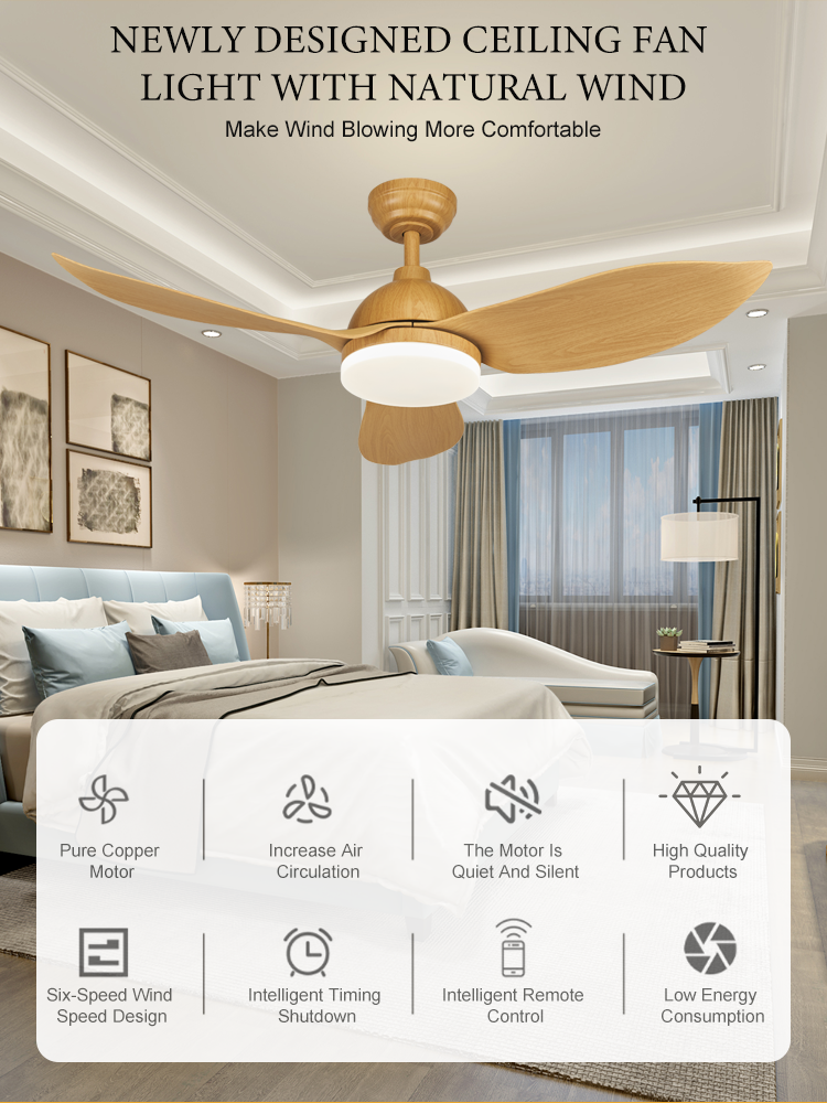 New simple ceiling fan with lamp and remote control ceiling fan lamp frequency conversion DC motor factory OEM