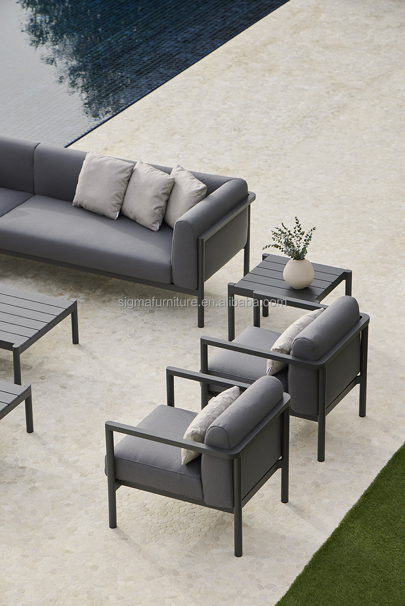 New Arrival Nordic Powder Coated Aluminium Outdoor Living Armchair Patio Furniture Single Lounge Chair