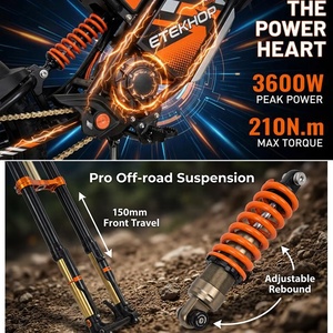 Nouvelle Moto Tout-Terrain Électrique Sans Balais 48V 3600W Sportive à Deux Roues 50km/h avec Batterie au Lithium 48V 24Ah Offrant une Autonomie Élevée - Product Image 6