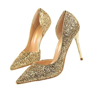 Bigtree-zapatos de tacón de lentejuelas brillantes para mujer, calzado de boda, de lujo, color blanco