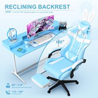 Chaise de gaming ergonomique rose, design tropical, accoudoirs réglables, vérin à gaz 2 positions, rembourrage en mousse rafraîchissante, pliable et pivotante