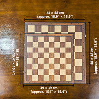 SEIPTING Boîte d'échecs en carton de résine, pièces double reine 8,5 cm, coins arrondis, plateau pliable 48 cm, design éducatif et portable 2