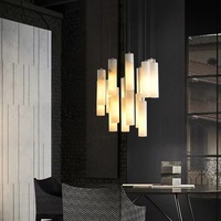 Lustre suspendu LED en albâtre moderne pour salon, chambre à coucher, éclairage à tête unique, luminaires de luxe en marbre
