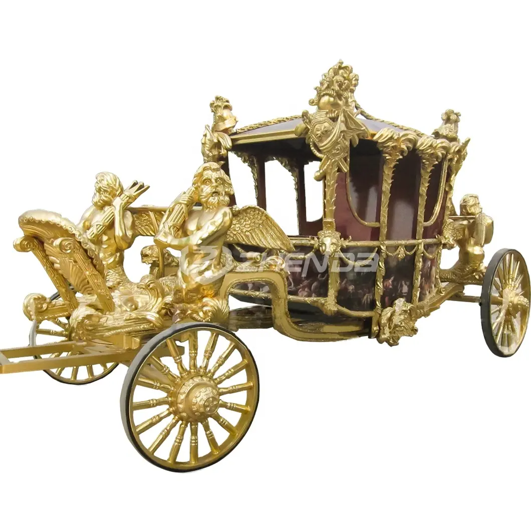 Luxo quatro rodas elétrico golden royal coach/cavalo vagão para o natal/turismo transporte de cavalo