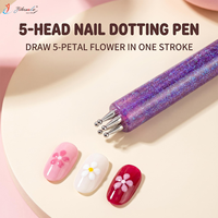 Nuova Penna Multifunzionale per Nail Art in Acrilico con Punta in Metallo da 1,8mm per Disegni Floreali a Singolo Tratto