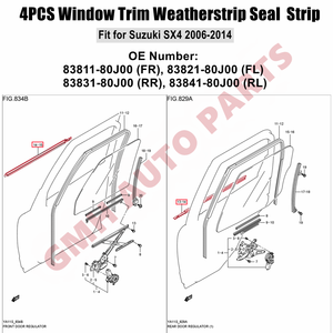 Nuovo Kit Guarnizioni per Porte e Finestrini per <span class=keywords><strong>Suzuki</strong></span> <span class=keywords><strong>SX4</strong></span> 2006-2014 5 Porte Hatchback 83811-80J00 - Product Image 2