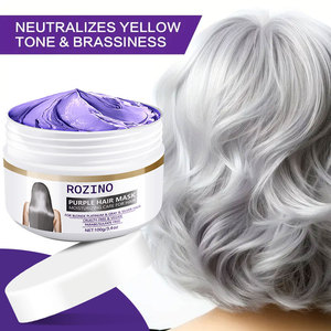 Masque capillaire violet pour cheveux blonds, platine, gris et argentés, crème hydratante neutralisante des tons jaunes - Product Image 3