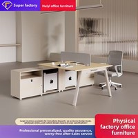 Poste de travail commercial moderne avec cloison, chaise de bureau et support d'écran pour personnel financier