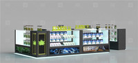 Vitrine de Présentation Personnalisée pour Articles de Vape et Fumeur, Cabinet d'Exposition pour Dispensaire de Tabac en Feuilles, Comptoir en Verre, Conception de Kiosque de Centre Commercial sur Mesure